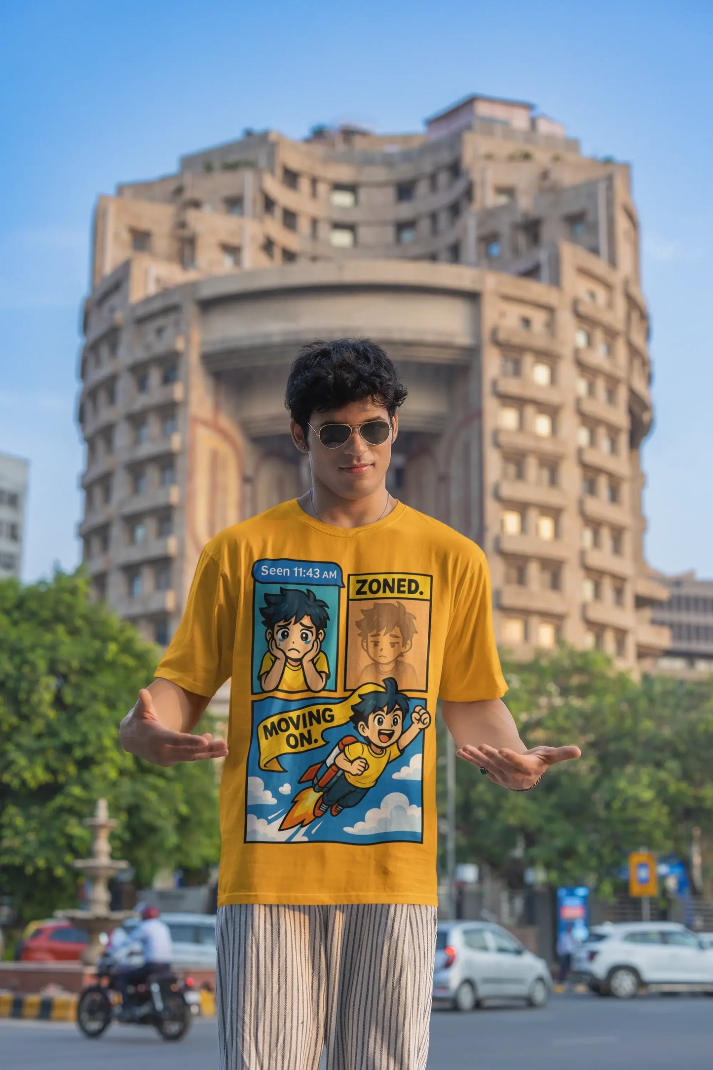 "Seen Zoned Moving On" Unisex T-Shirt – Gen Z Comic Vibe | 100% Cotton, Soft Fit, Streetwear Boldness
