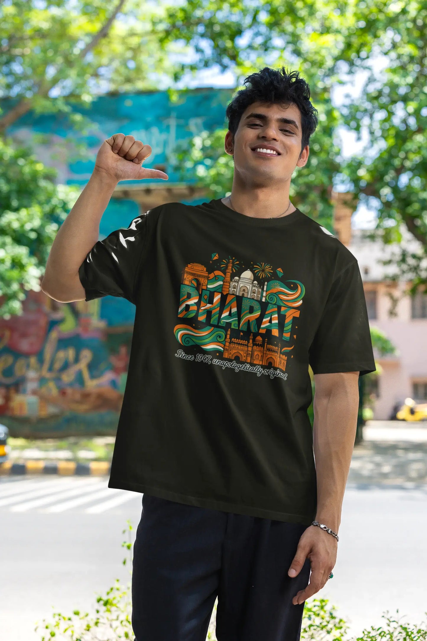“BHARAT Since 1947” Unisex T-Shirt – Tricolor Heritage Print | Desi Streetwear | Gen Z Edition | 100% Cotton