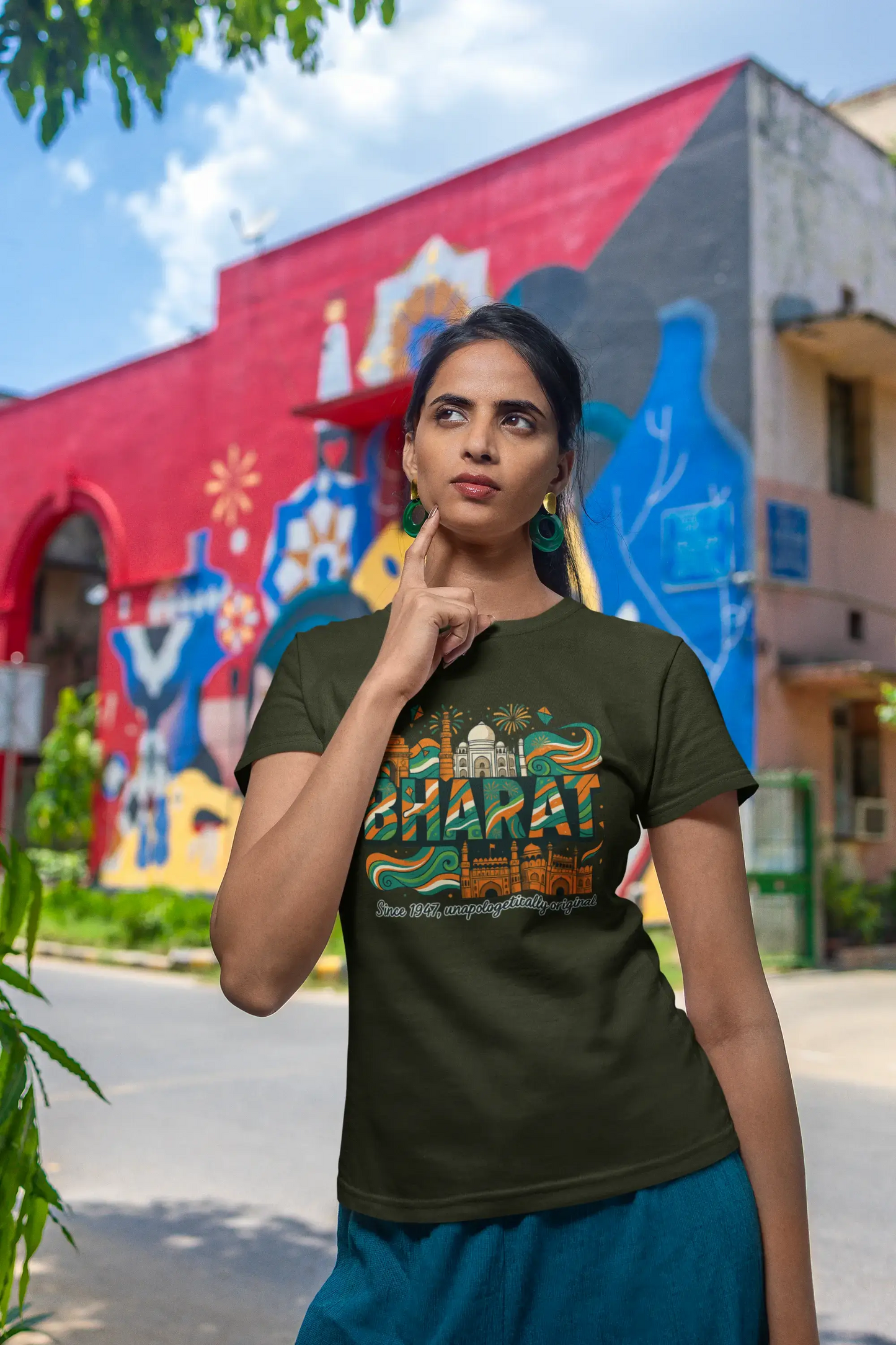 “BHARAT Since 1947” Unisex T-Shirt – Tricolor Heritage Print | Desi Streetwear | Gen Z Edition | 100% Cotton