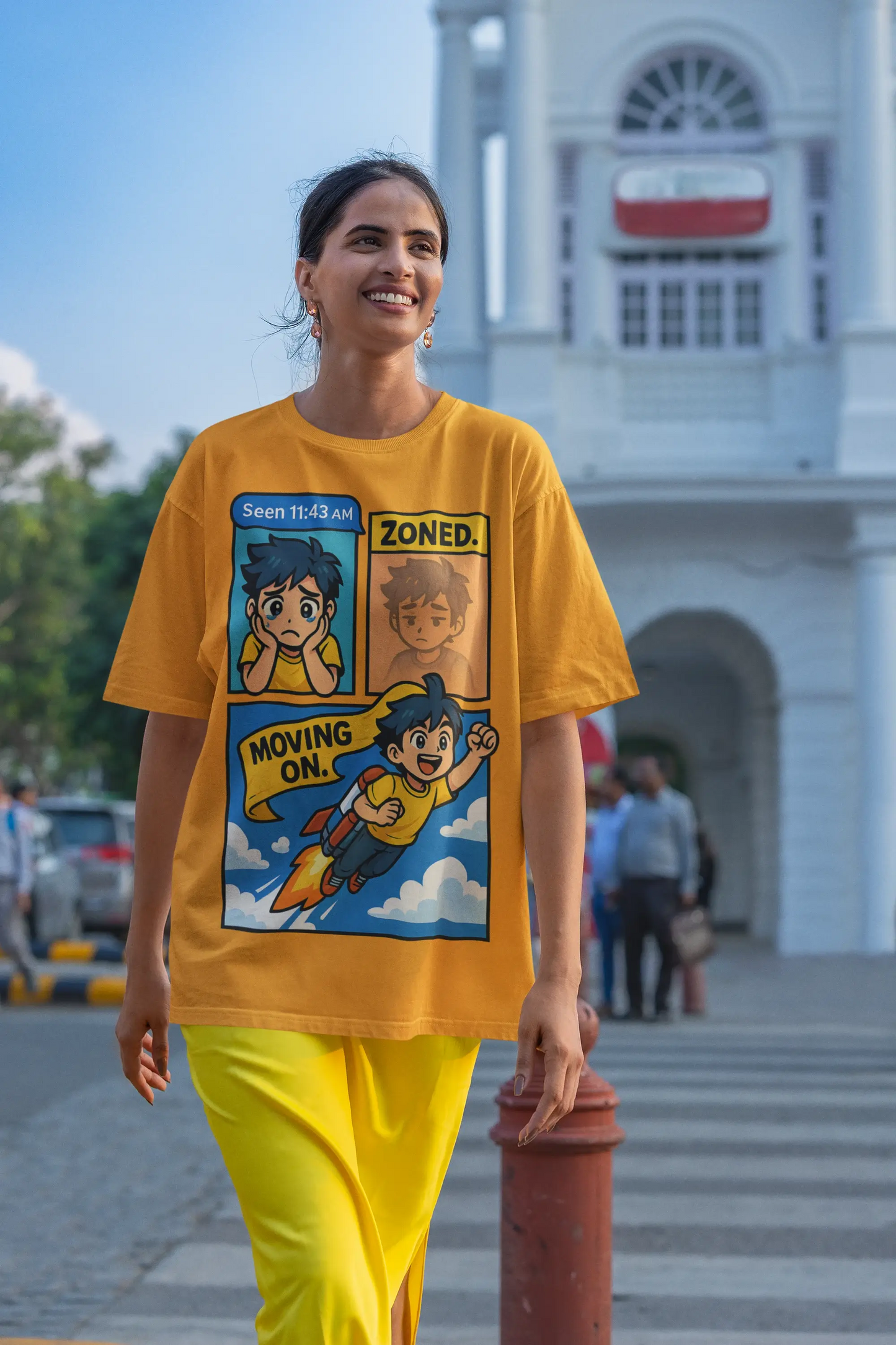 "Seen Zoned Moving On" Unisex T-Shirt – Gen Z Comic Vibe | 100% Cotton, Soft Fit, Streetwear Boldness