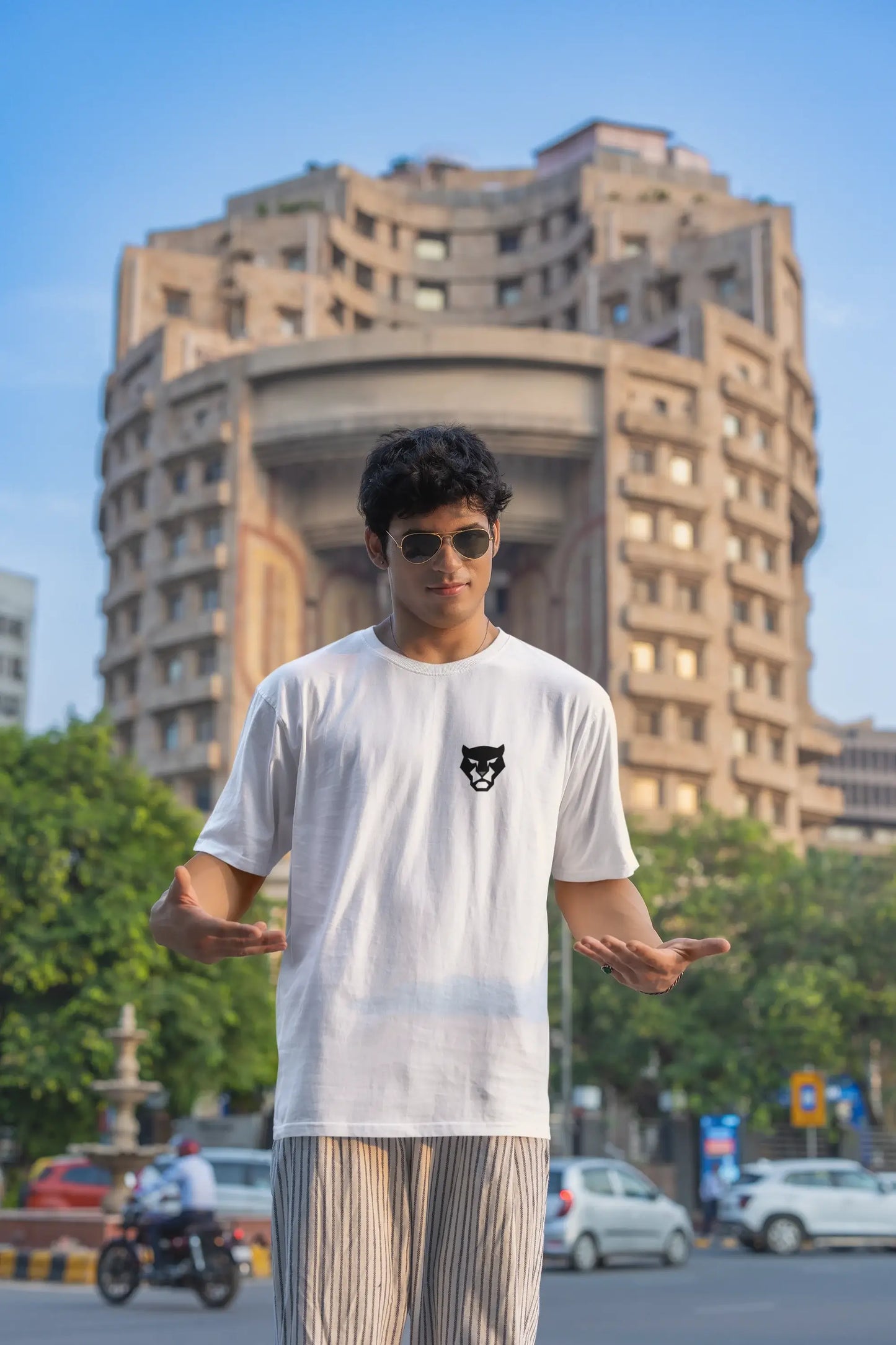 Funkyard Unisex Regular Fit Logo T-Shirt – 180 GSM Premium Cotton, Minimal Chest Print