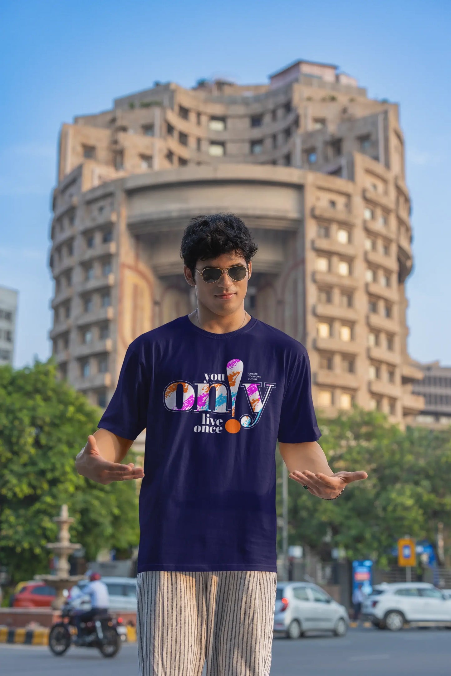 "You Only Live Once" Royal Blue Unisex T-Shirt – Trendy Motivational Slogan Tee for Men & Women | 100% Cotton, Regular Fit