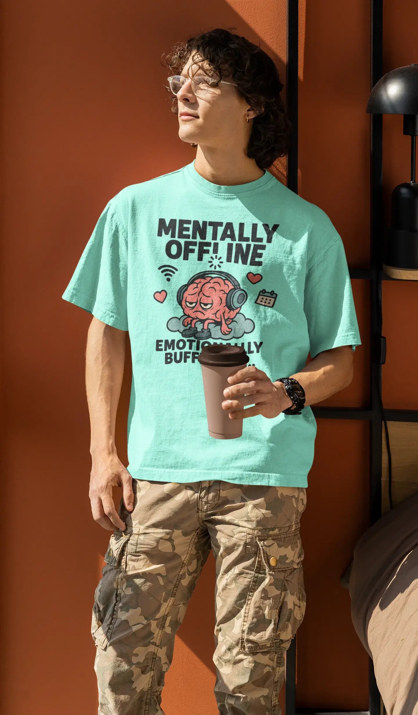 “Mentally Offline” Oversized T-Shirt – Gen Z Comic Drop | 240 GSM | Funky Chillwear