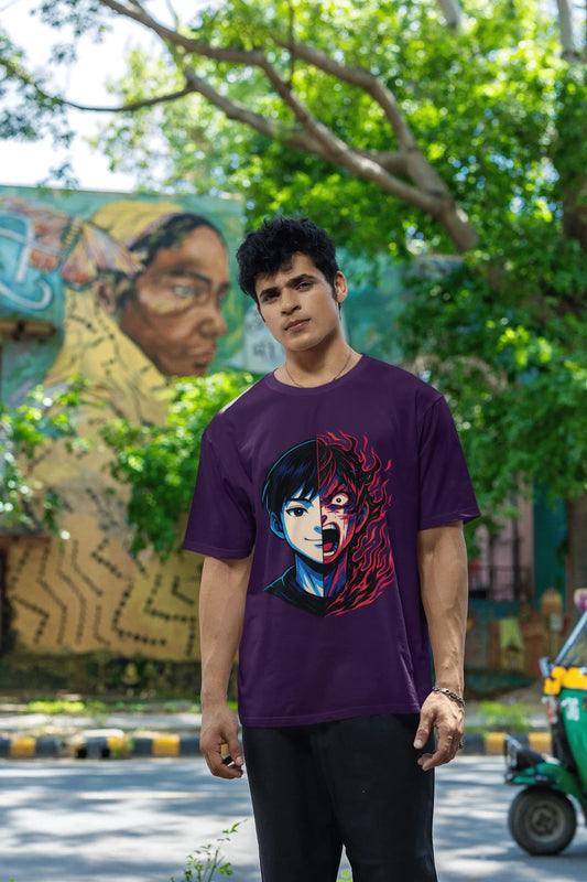 "Smiling Outside. Screaming Inside." Unisex T-Shirt – Anime Glitch Vibe | 100% Cotton, Clean Fit, Gen Z Moodwear