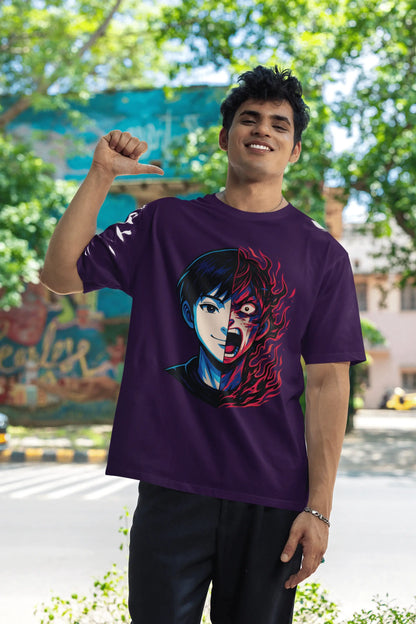 "Smiling Outside. Screaming Inside." Unisex T-Shirt – Anime Glitch Vibe | 100% Cotton, Clean Fit, Gen Z Moodwear