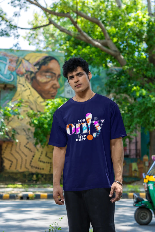 "You Only Live Once" Royal Blue Unisex T-Shirt – Trendy Motivational Slogan Tee for Men & Women | 100% Cotton, Regular Fit