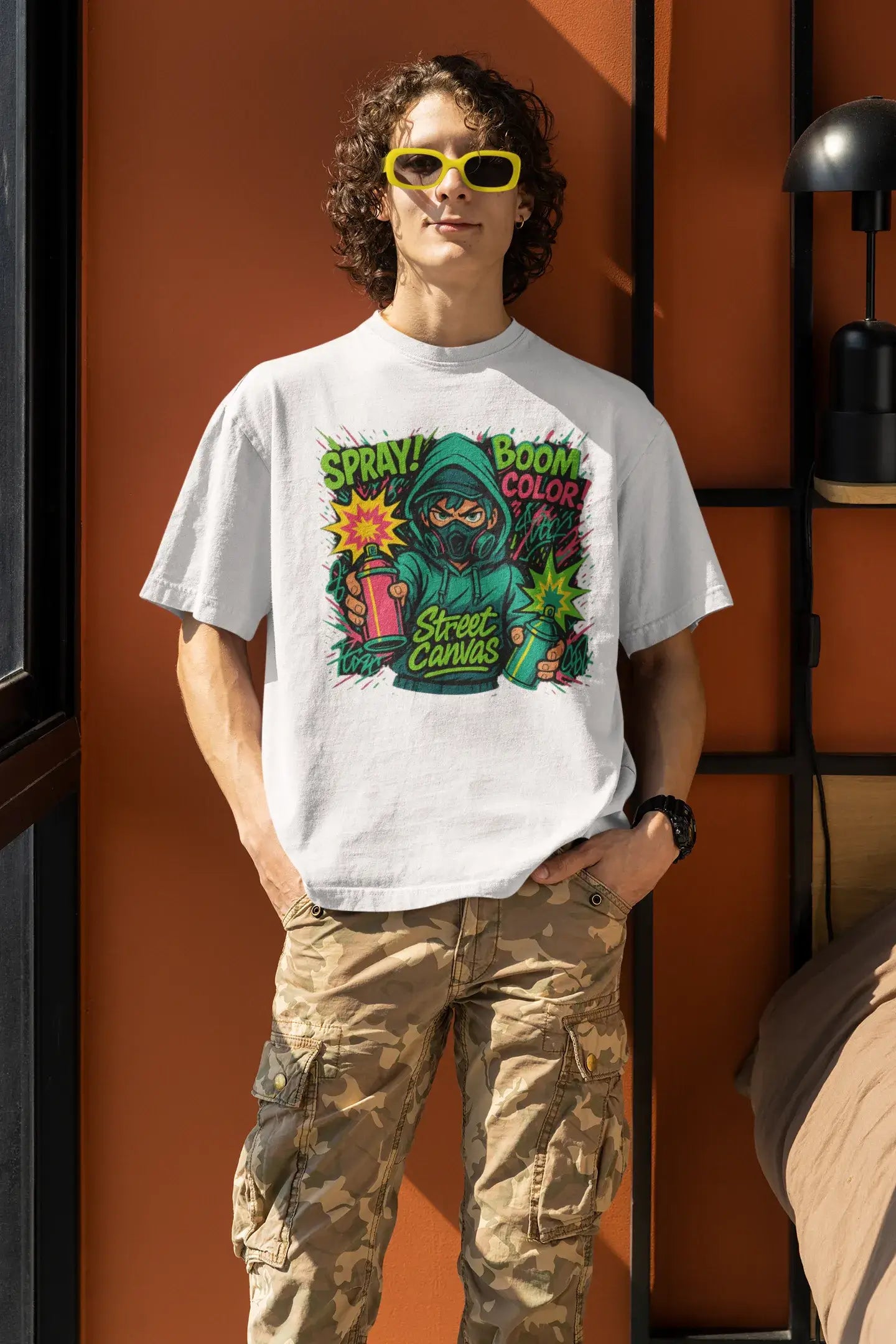 “Street Canvas” Oversized Graffiti T-Shirt – Anime Comic Spray Art | Unisex 240 GSM | Gen Z Streetwear