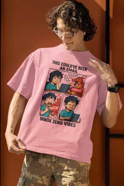 "Inbox Zero Vibes" Unisex T-Shirt – Anime Work-Life Roast | Oversized Fit | Gen Z Memewear | 100% Cotton
