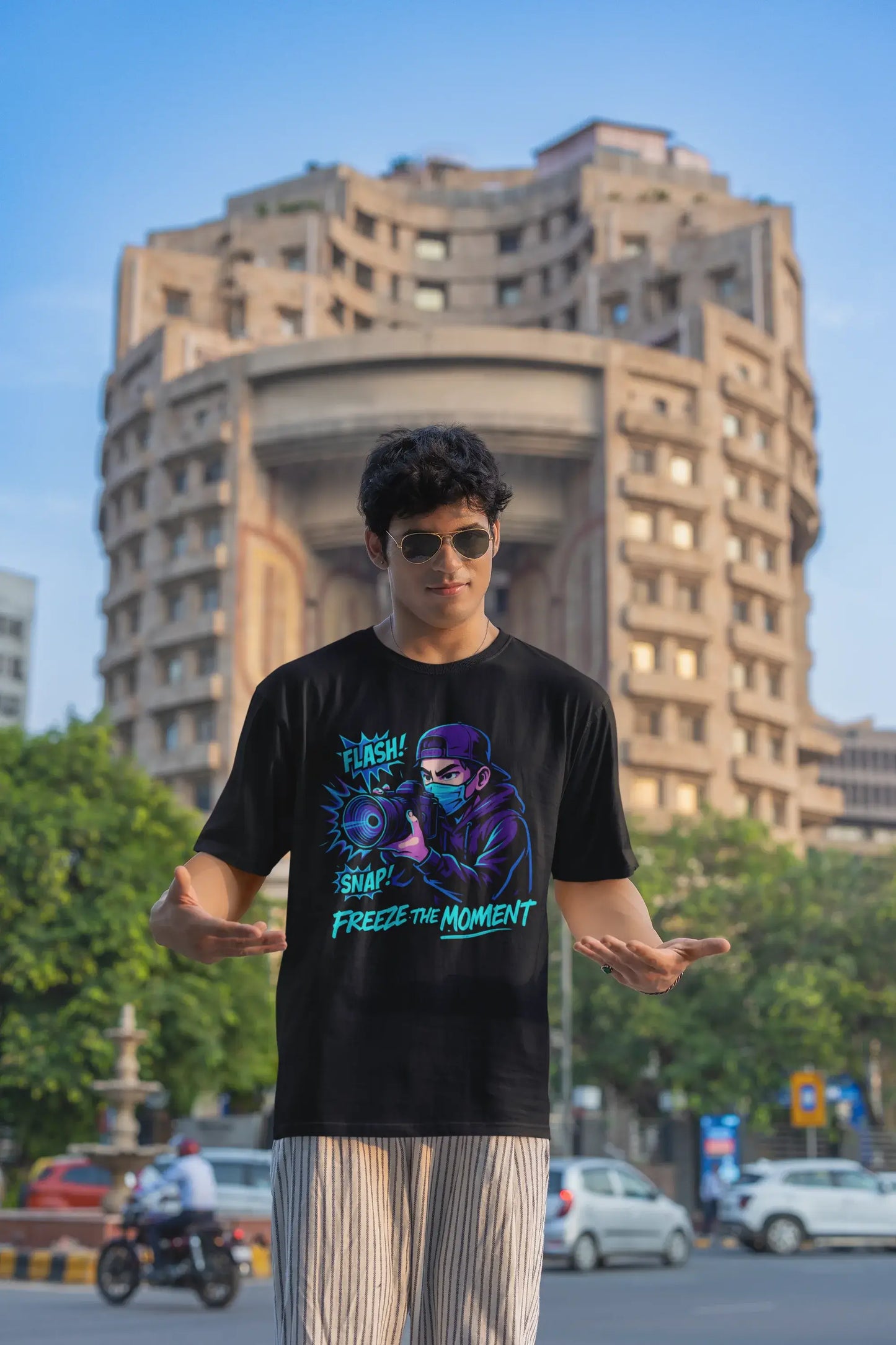 “Freeze the Moment” Unisex T-Shirt – Anime Photographer Glow | Drift Culture Streetwear