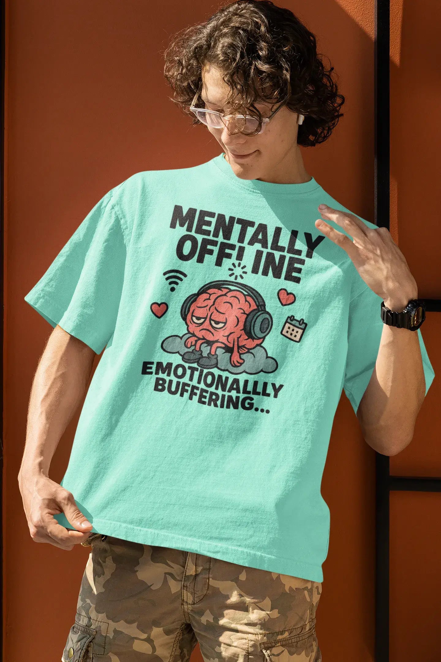 “Mentally Offline” Oversized T-Shirt – Gen Z Comic Drop | 240 GSM | Funky Chillwear