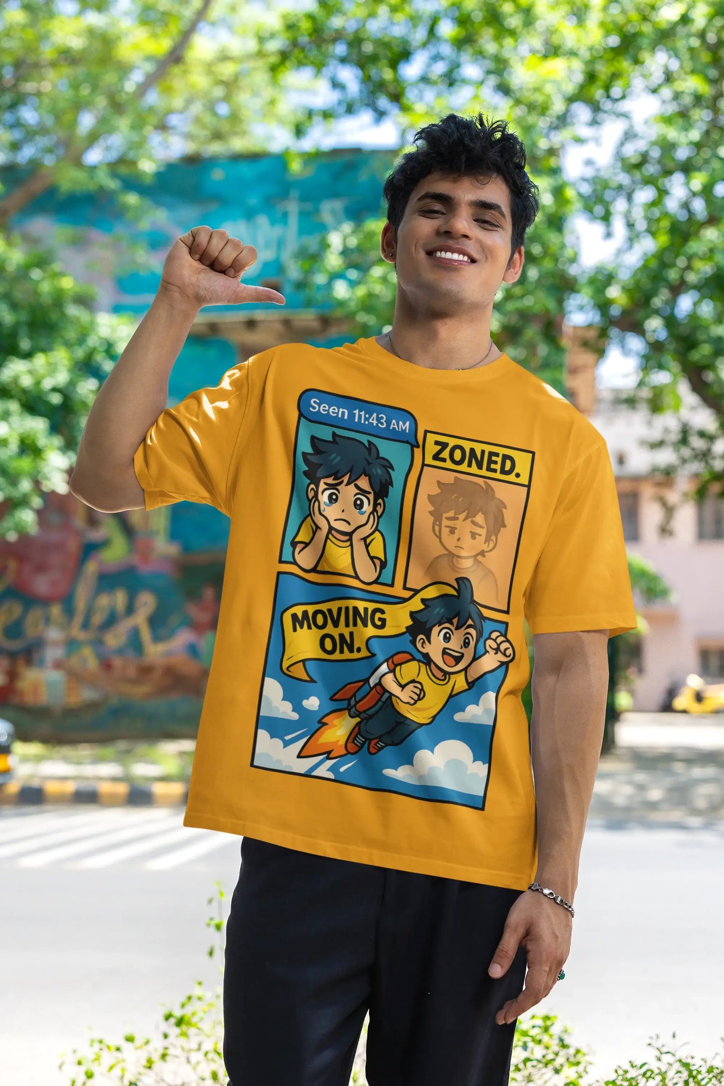 "Seen Zoned Moving On" Unisex T-Shirt – Gen Z Comic Vibe | 100% Cotton, Soft Fit, Streetwear Boldness