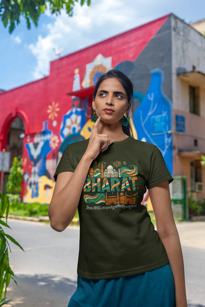 “BHARAT Since 1947” Unisex T-Shirt – Tricolor Heritage Print | Desi Streetwear | Gen Z Edition | 100% Cotton