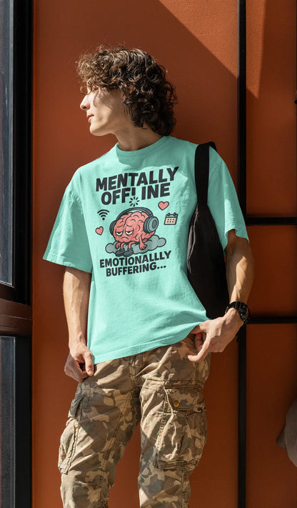 “Mentally Offline” Oversized T-Shirt – Gen Z Comic Drop | 240 GSM | Funky Chillwear