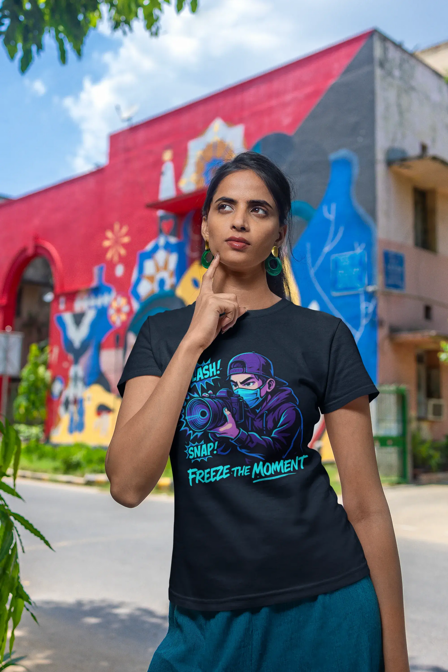 “Freeze the Moment” Unisex T-Shirt – Anime Photographer Glow | Drift Culture Streetwear