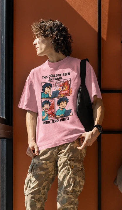 "Inbox Zero Vibes" Unisex T-Shirt – Anime Work-Life Roast | Oversized Fit | Gen Z Memewear | 100% Cotton