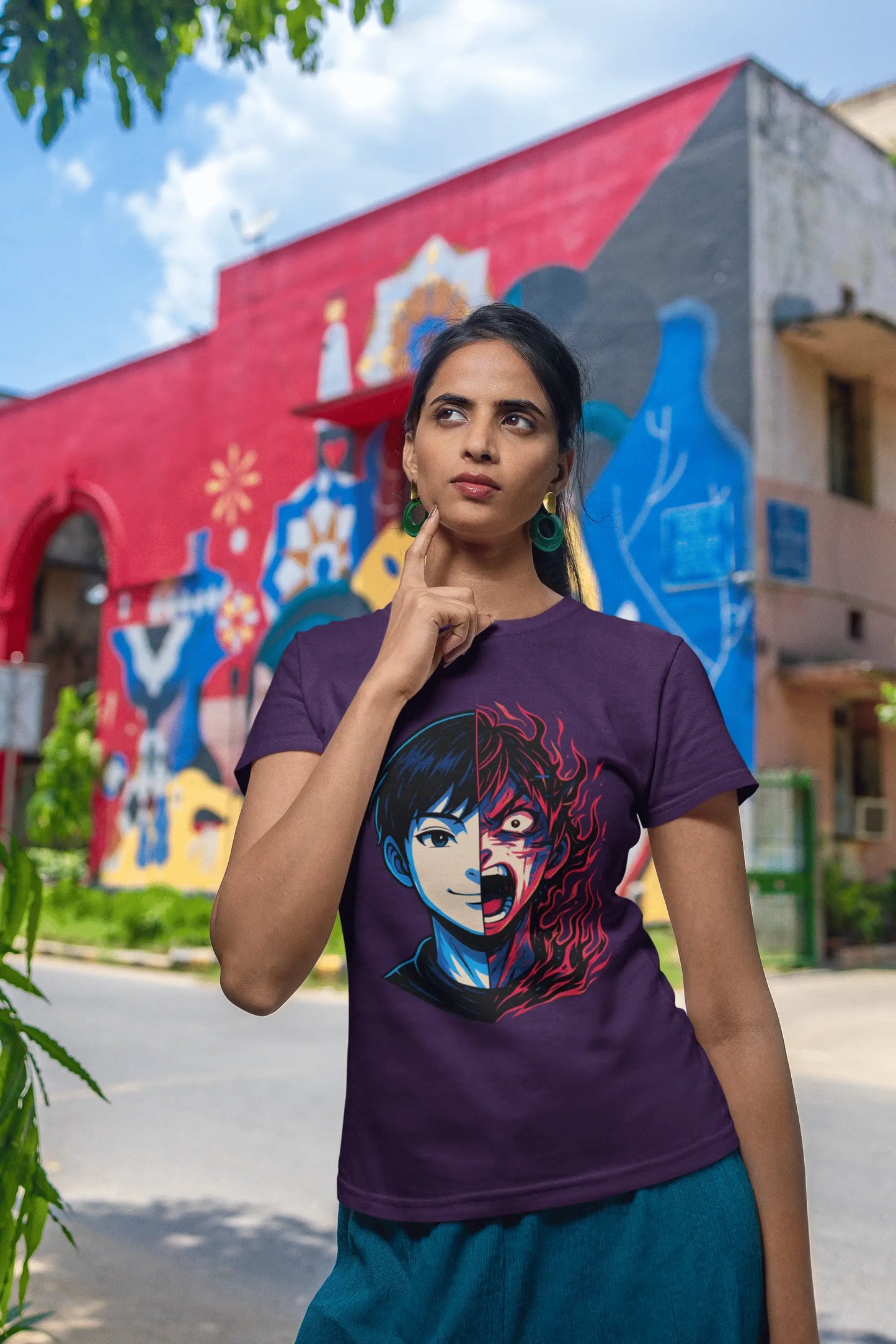 "Smiling Outside. Screaming Inside." Unisex T-Shirt – Anime Glitch Vibe | 100% Cotton, Clean Fit, Gen Z Moodwear