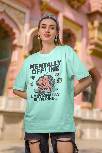 “Mentally Offline” Oversized T-Shirt – Gen Z Comic Drop | 240 GSM | Funky Chillwear