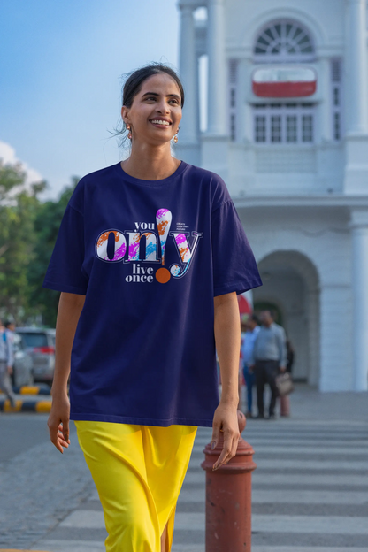 "You Only Live Once" Royal Blue Unisex T-Shirt – Trendy Motivational Slogan Tee for Men & Women | 100% Cotton, Regular Fit