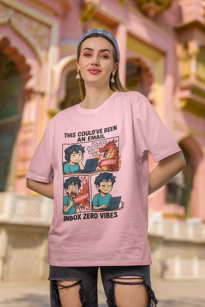 "Inbox Zero Vibes" Unisex T-Shirt – Anime Work-Life Roast | Oversized Fit | Gen Z Memewear | 100% Cotton