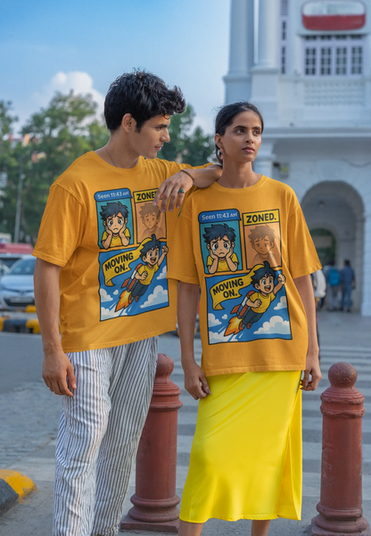 "Seen Zoned Moving On" Unisex T-Shirt – Gen Z Comic Vibe | 100% Cotton, Soft Fit, Streetwear Boldness