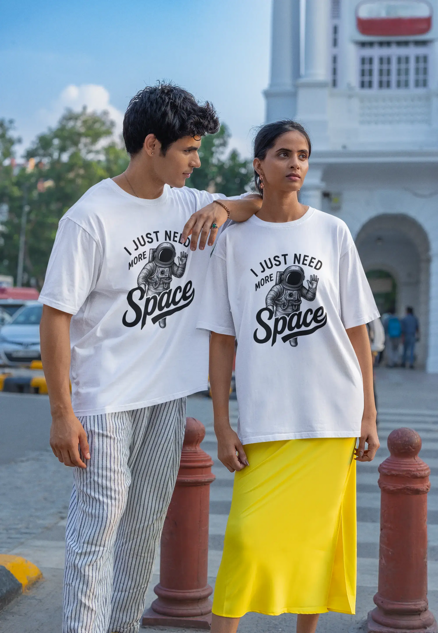 "I Just Need More Space" Unisex Graphic White T-Shirt | 100% Cotton Astronaut Tee | Funkyard Streetwear India