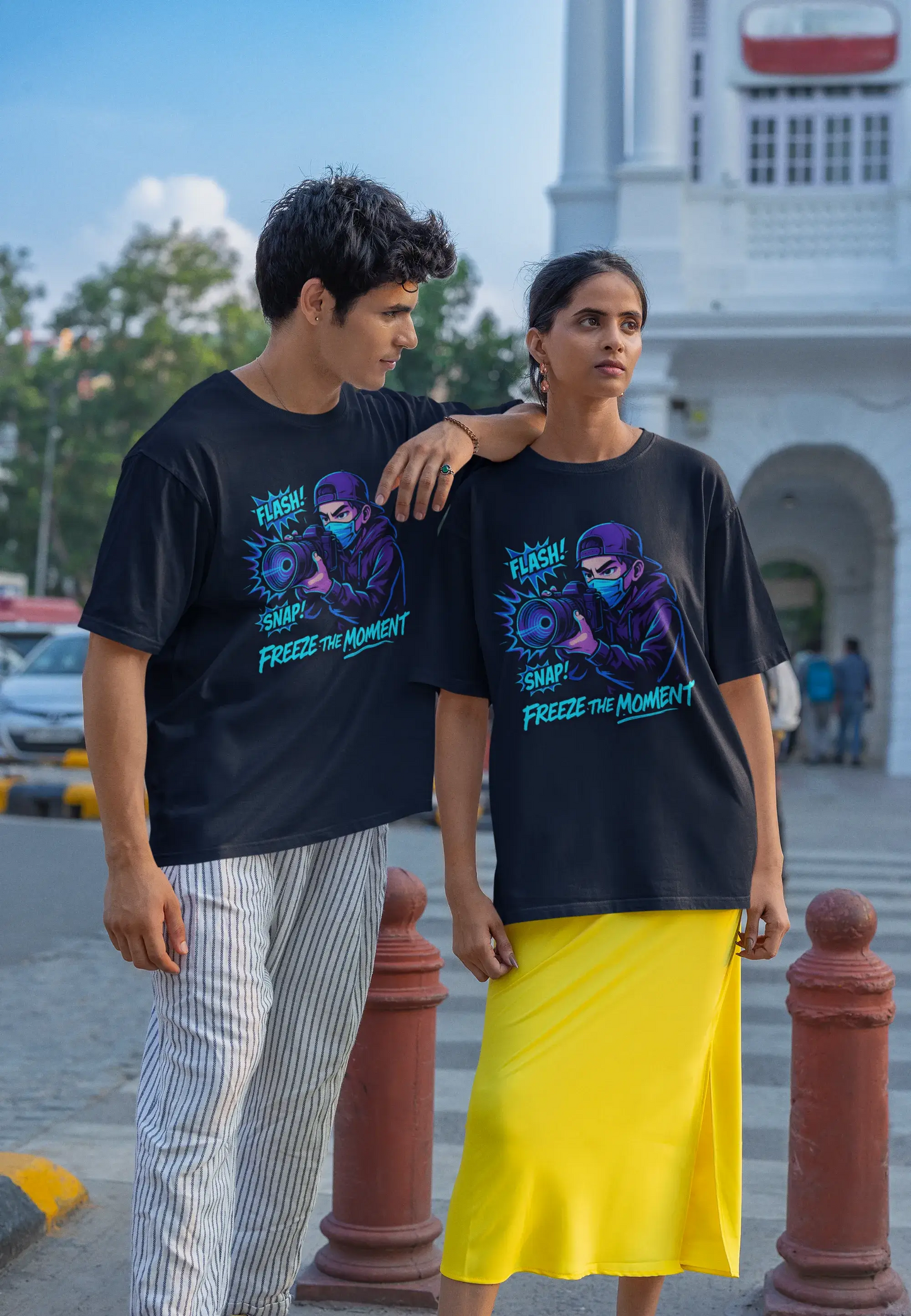 “Freeze the Moment” Unisex T-Shirt – Anime Photographer Glow | Drift Culture Streetwear