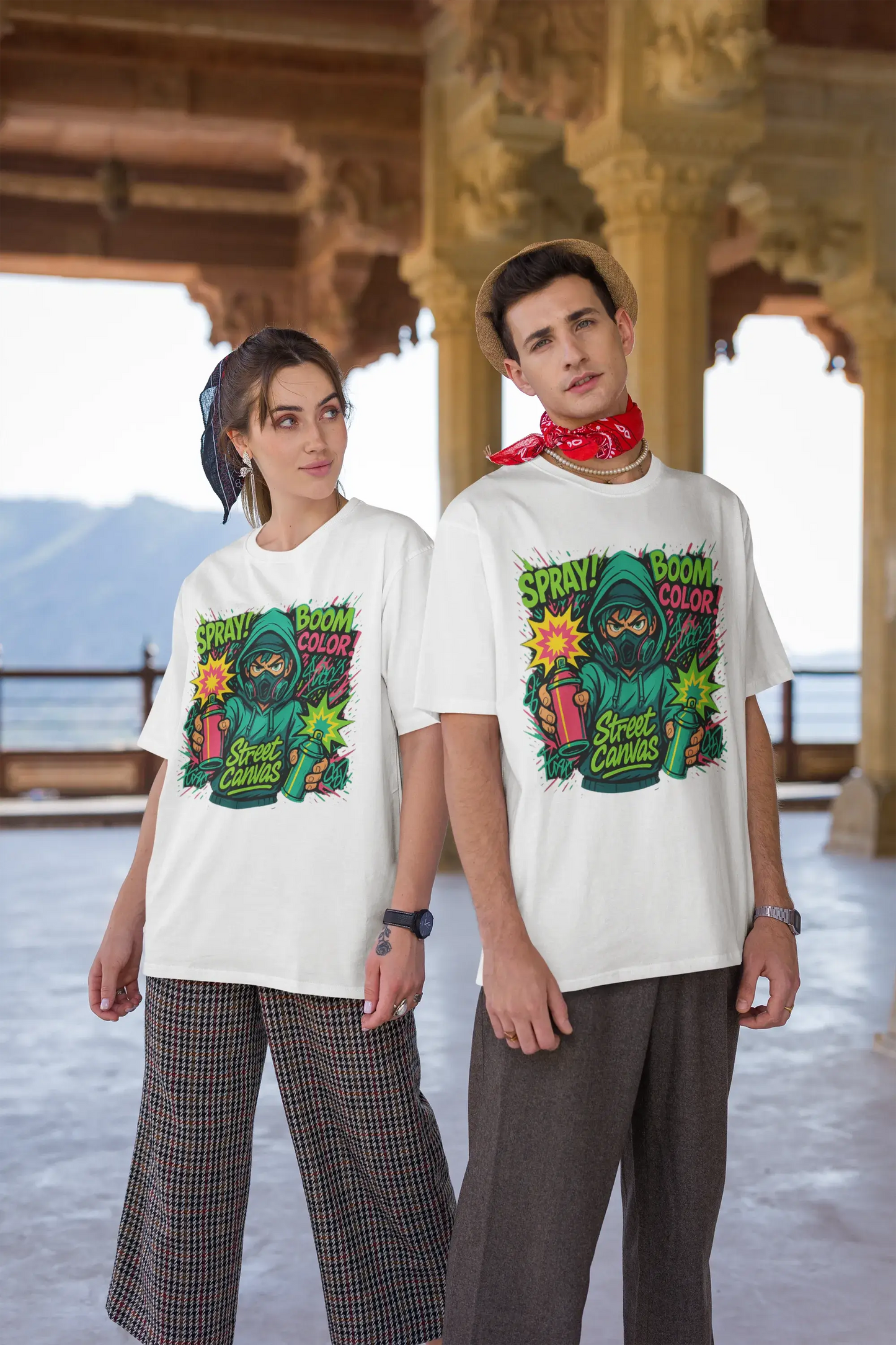 “Street Canvas” Oversized Graffiti T-Shirt – Anime Comic Spray Art | Unisex 240 GSM | Gen Z Streetwear