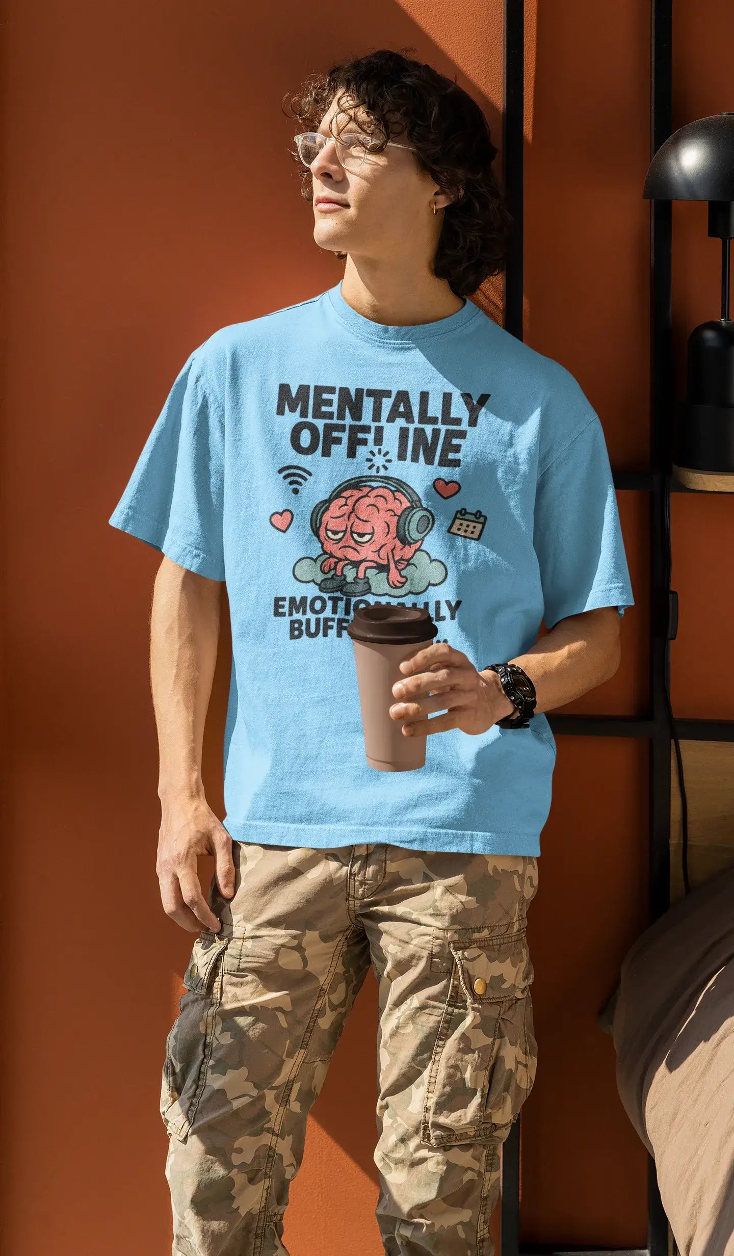 “Mentally Offline” Oversized T-Shirt – Gen Z Comic Drop | 240 GSM | Funky Chillwear